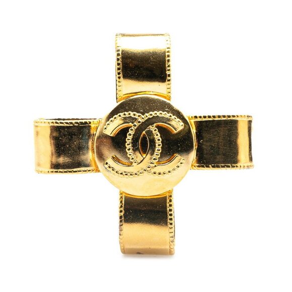 CHANEL Gold Logo Brooch - Picture 1 of 4